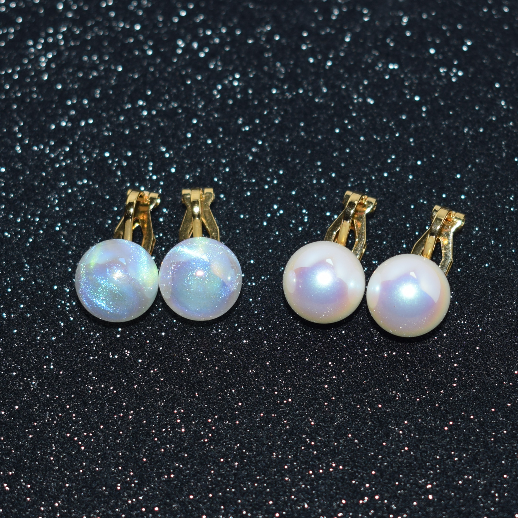 大颗正圆强光珍珠耳钉气质复古蚊香盘耳夹女隐形无耳洞人鱼姬耳饰