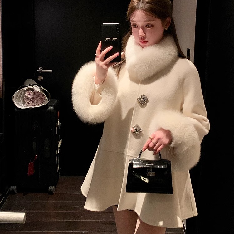 昭和千金主推款斗篷双面呢子大衣