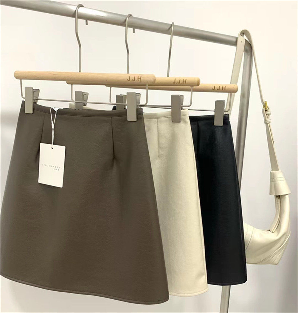 2024春季新品简约水洗PU皮高腰A字半身裙包臀短裙百搭显瘦防走光,女装/女士精品,半身裙,淘宝优惠券,粉丝福利购,淘宝优惠卷