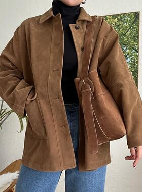 loan包小姐真皮美拉德包包女磨砂牛皮通勤单肩腋下包大容量托特包