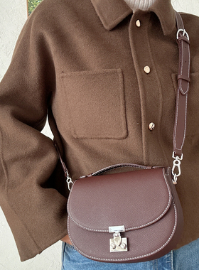 loan欧货质感牛皮女包2024新款百搭手提小猪包韩版大气马鞍斜挎包