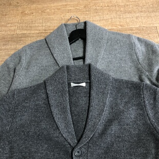 杂款 美国简约高奢品牌 男士厚实纯羊绒休闲长袖青果领开衫毛衣