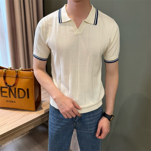 凉感冰丝夏季老钱海鸥领Polo衫男