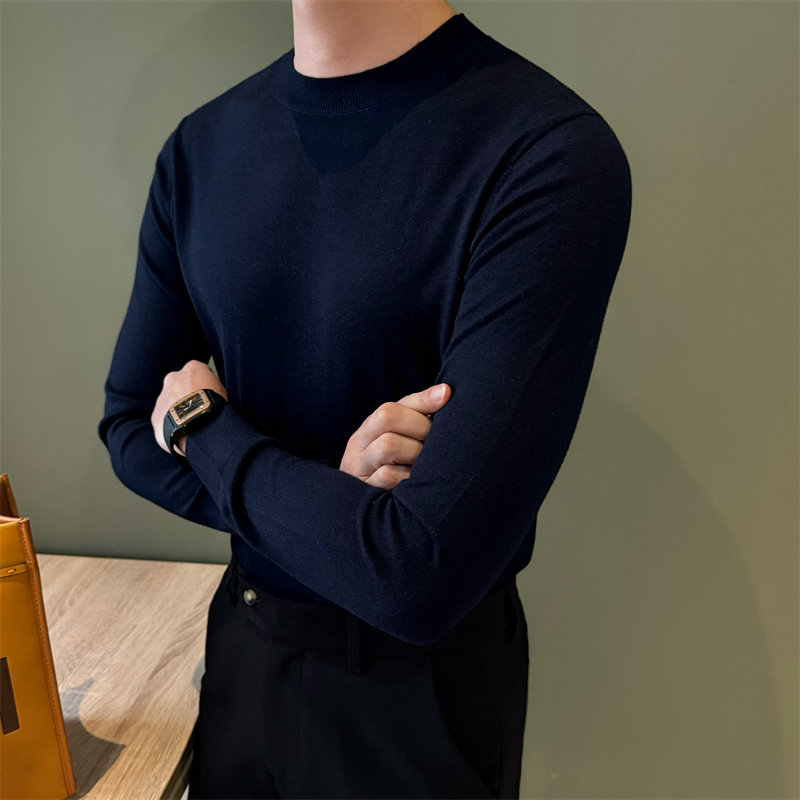 羊毛桑蚕丝轻薄亲肤打底男针织衫