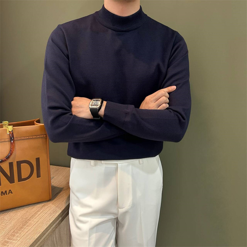 NR先生通勤百搭纯色中领男士毛衣修身内搭半高领打底穿保暖针织衫,男装,针织衫/毛衣,淘宝优惠券,粉丝福利购,淘宝优惠卷