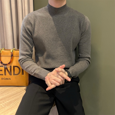 NR行驶套头半高领羊毛男针织衫