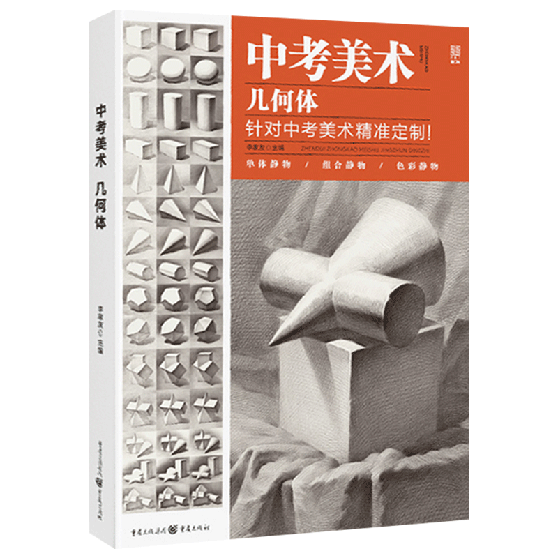 中考美术几何体 2022敲门砖李家友素描基础各类单体组合素描石膏几何形体步骤解析临摹范本画册美术绘画教程教材基础入门书籍