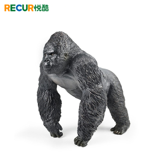 Recur悦酷大猩猩白色黑仿真儿童玩具野生动物模型银背男女孩礼物