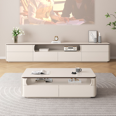 奢石纯实木落地电视柜茶几