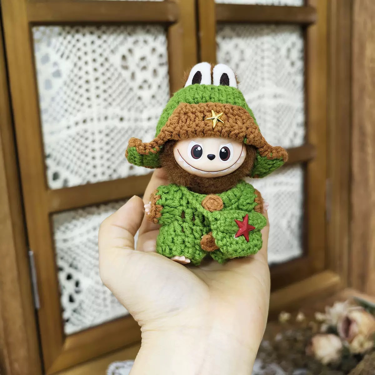 (不含娃)Labubu拉布布娃衣四代手作雷锋套装