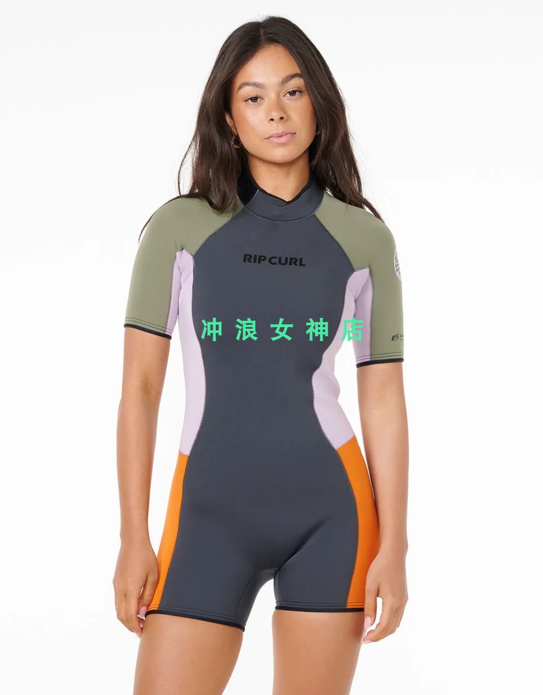 Rip Curl2mm冲浪防寒服潜水服湿衣短袖半身背后拉链女surfwetsuit