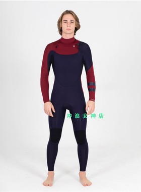 现货Hurley 3/2mm全身冲浪防寒服湿衣潜水服冬季男 SURF Fullsuit