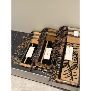 专柜同款]~大气高级感~战马双面两用羊毛羊绒围巾女秋冬披肩围脖