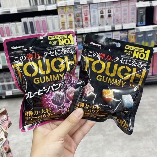 kabaya软糖日本零食卡巴也tough糖高弹力葡萄柠檬可乐味酸沙糖果