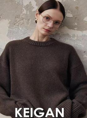 高级感高克重羊绒混色软糯R0W风街拍同款宽松慵懒大毛衣