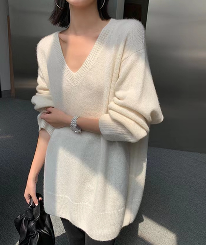 V领毛衣宽松慵懒风羊绒软糯舒适