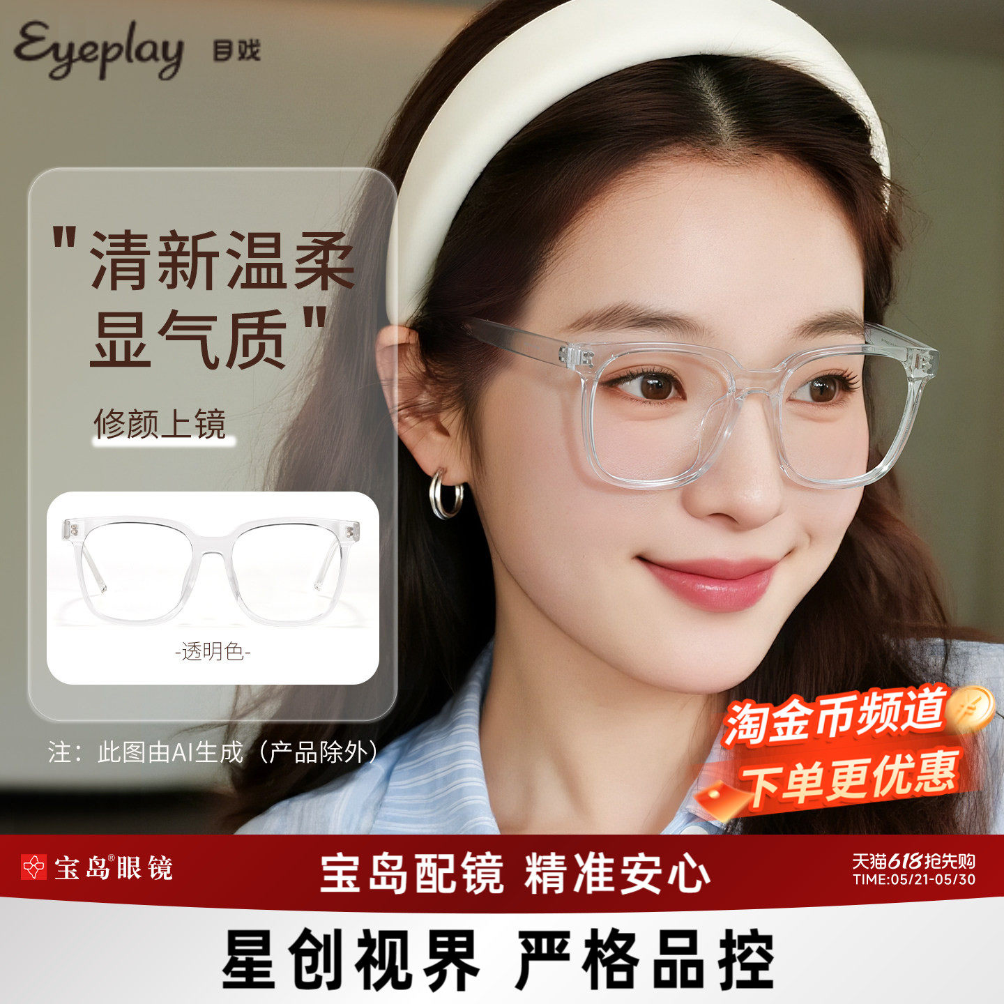 【清仓眼镜】目戏素颜近视眼镜女眼镜框镜架可选防蓝光8002-C4