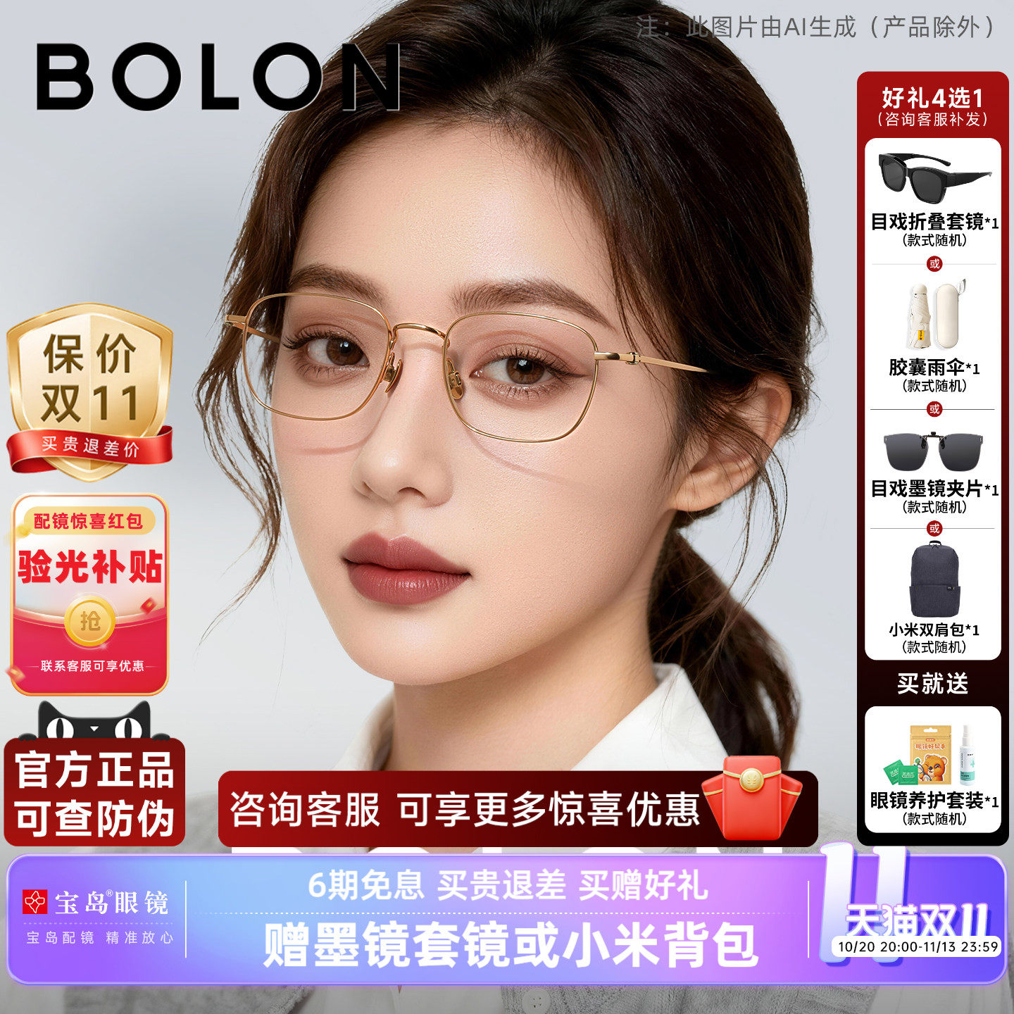 暴龙方框近视眼镜框女钛合金镜腿小框光学镜架男可配度数BT1616