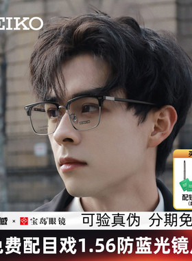 SEIKO精工眼镜架钛合金商务男士眉框可选配防蓝光近视宝岛1202
