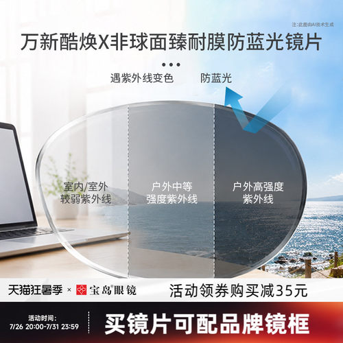 万新酷焕X变色镜片定制可选度数