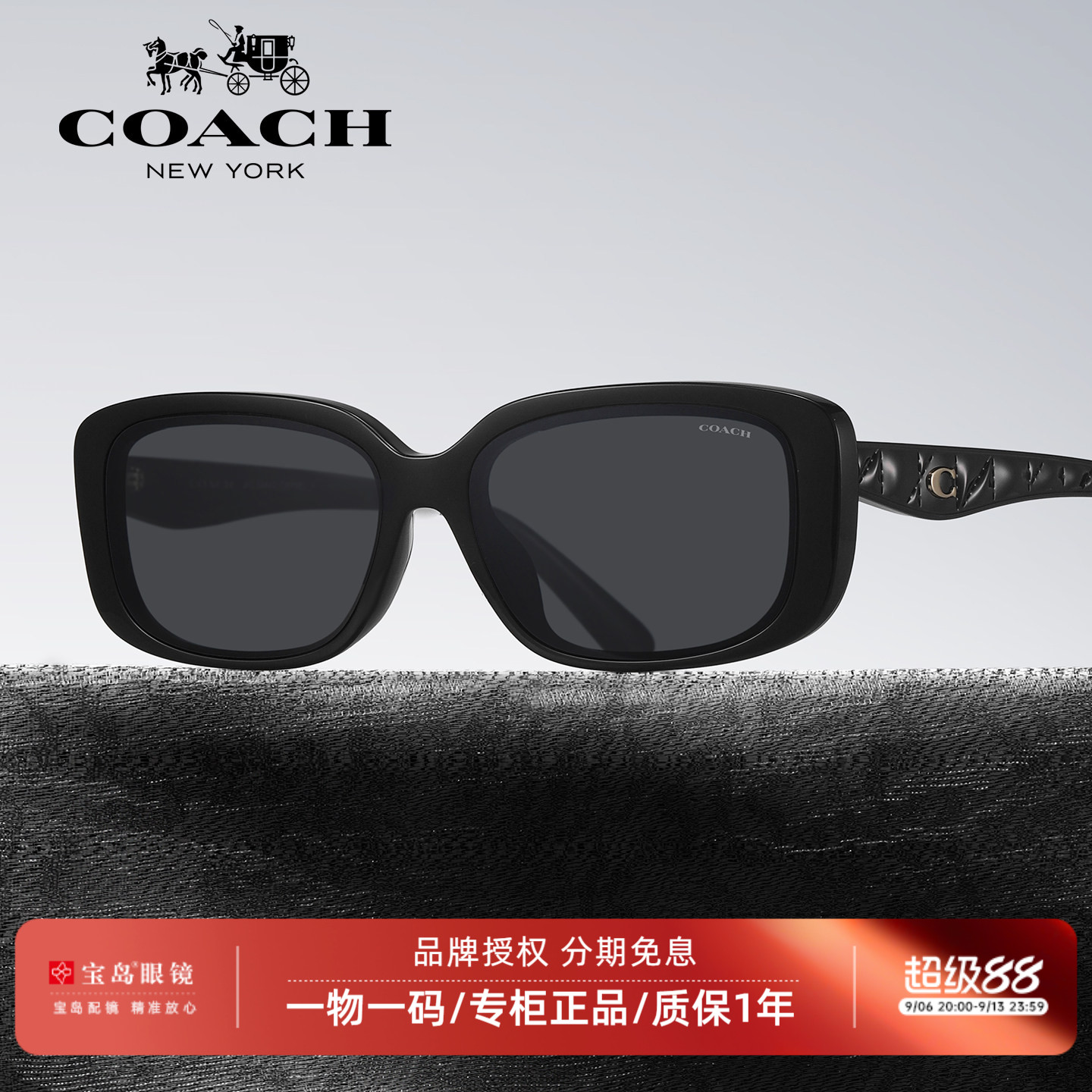 COACH蔻驰太阳镜女士小方框复古墨镜时尚潮流街拍眼镜可配镜8444