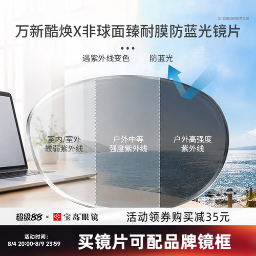 万新酷焕X变色镜片定制可选度数