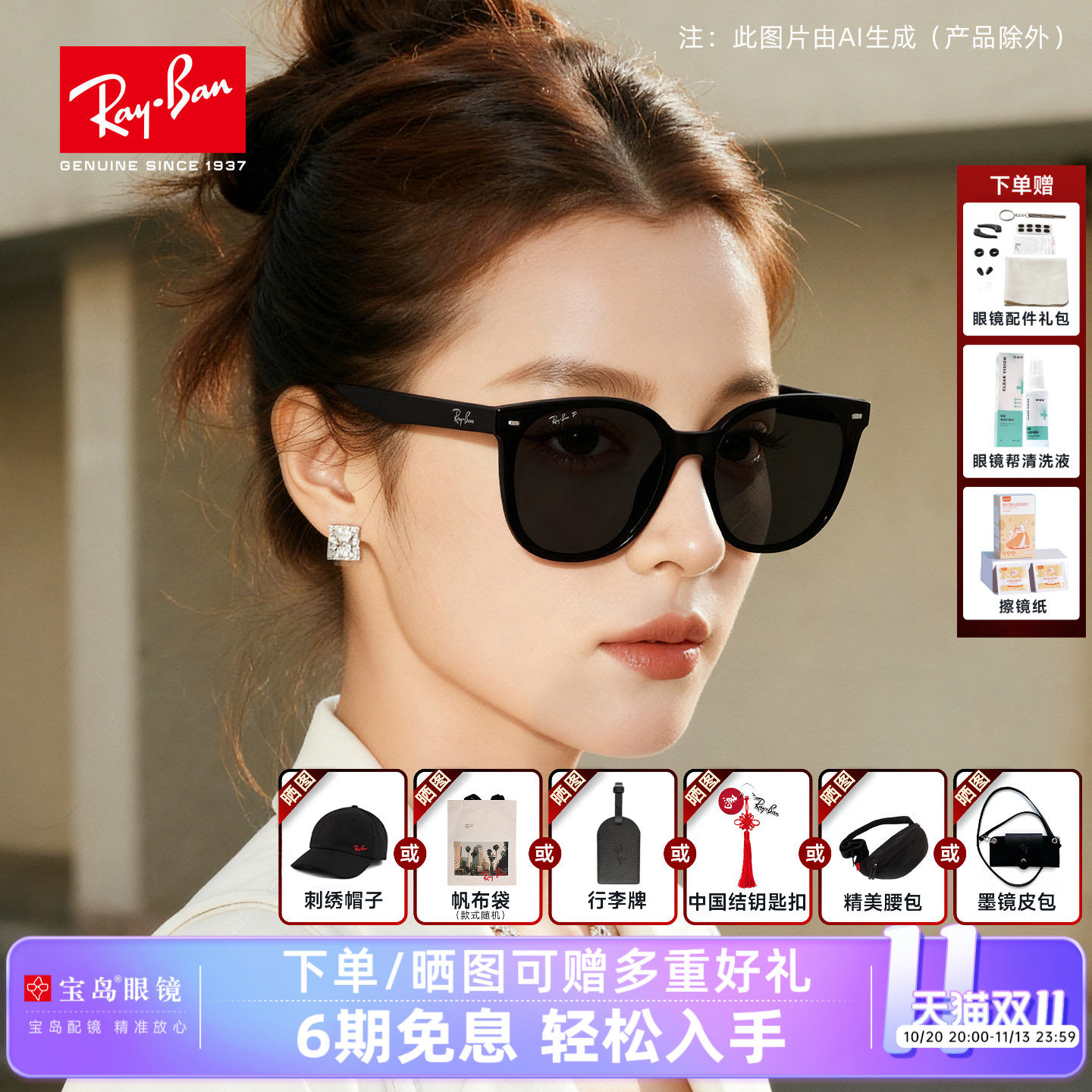 RayBan雷朋偏光太阳镜时尚新品黑超轻盈近视墨镜男女同款0RB4423D
