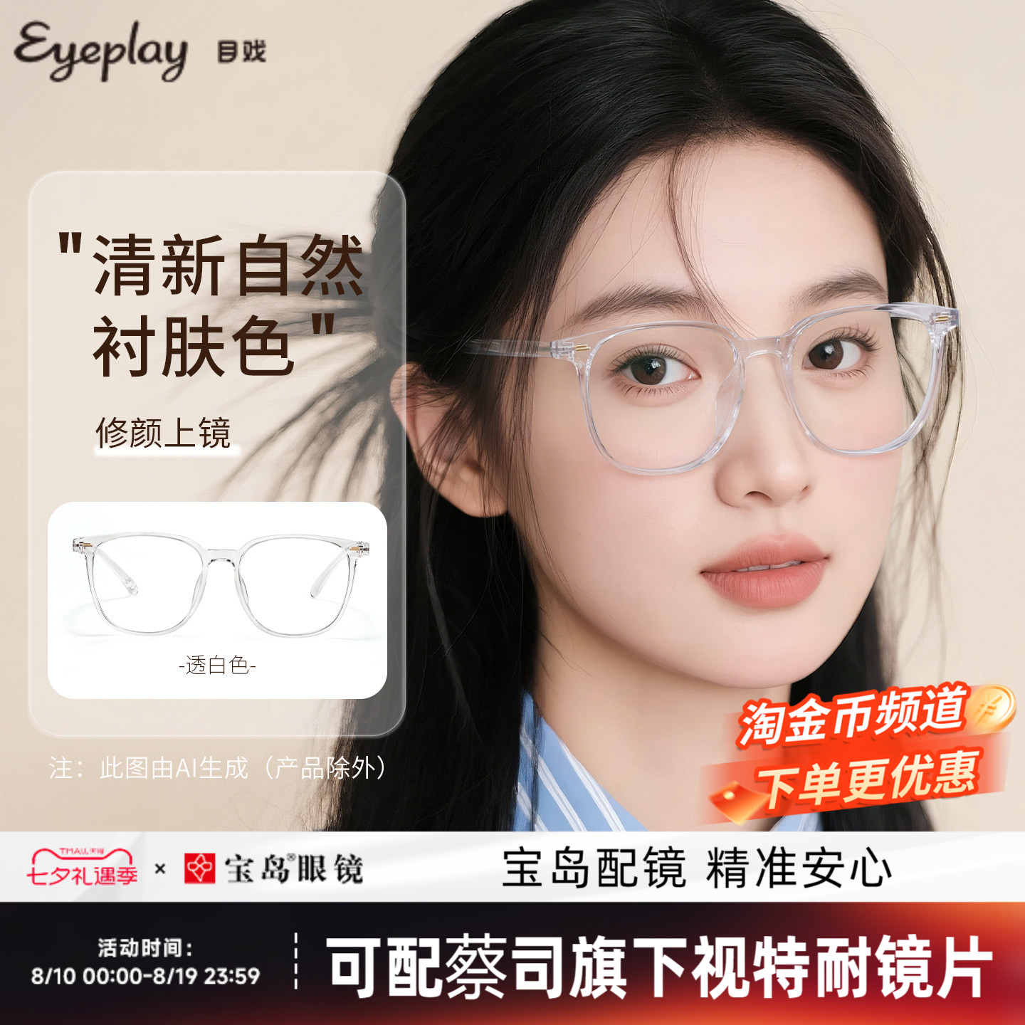 目戏素颜眼镜轻盈舒适显脸小