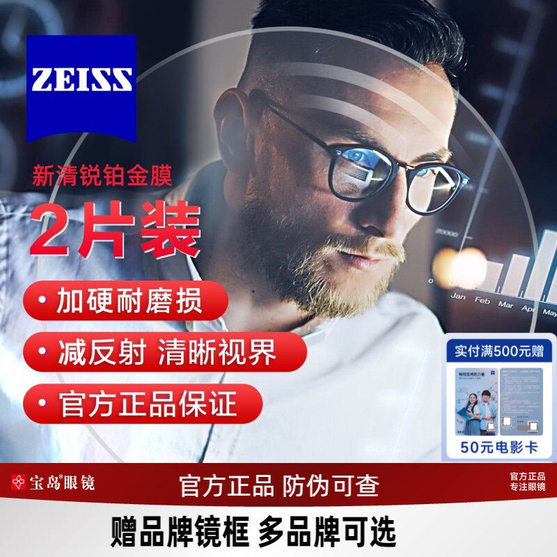 蔡司近视眼镜片1.74超薄新清锐钻立方可选防蓝光膜高度数配镜框架