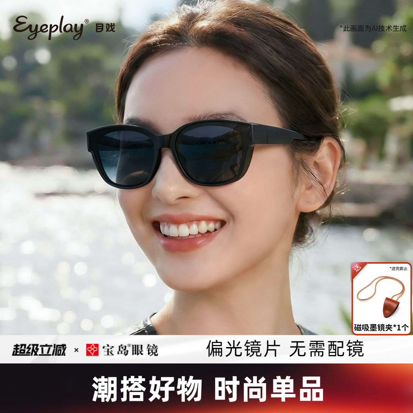 目戏近视套镜太阳镜小框墨镜女款开车专用偏光眼镜男士防紫外线