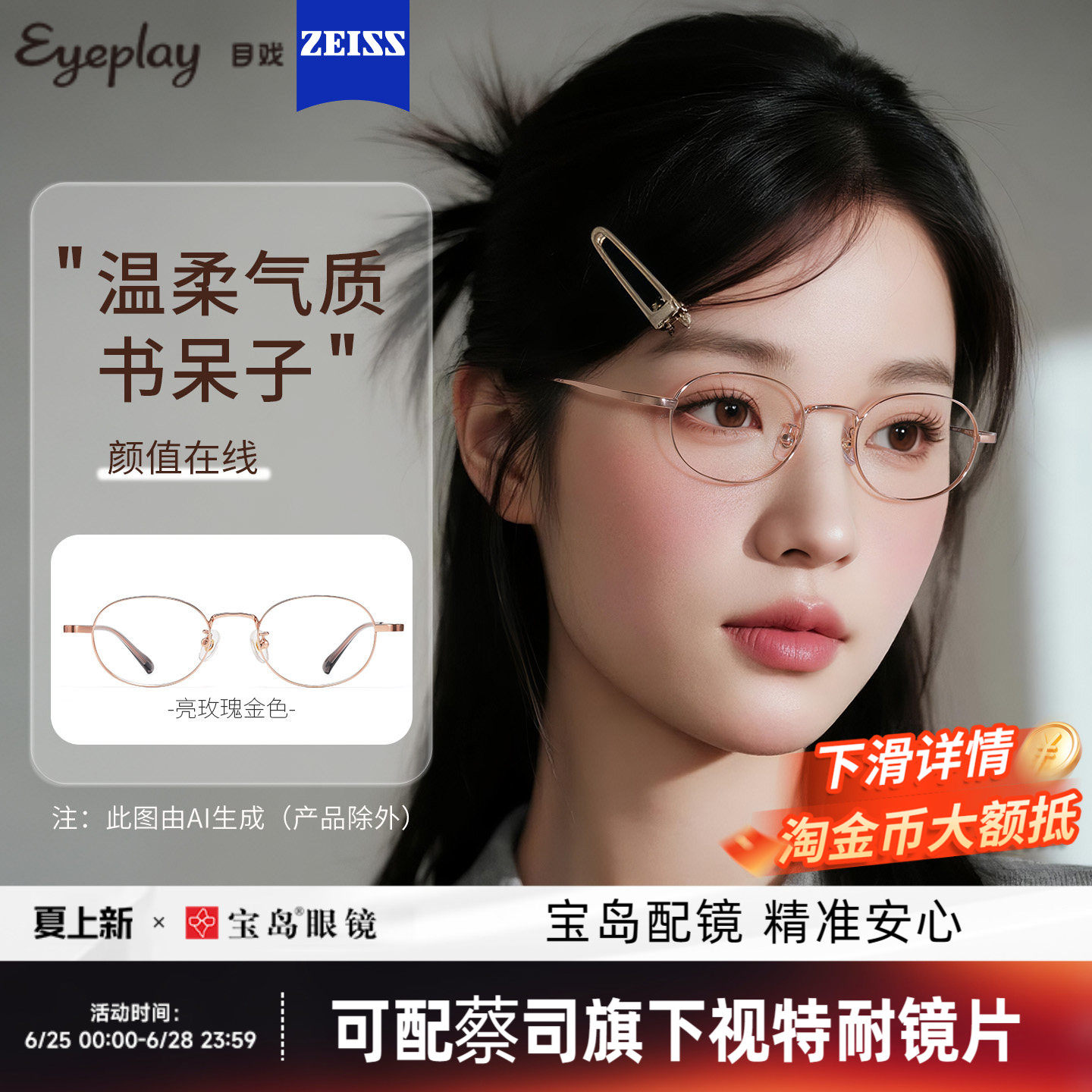 目戏近视眼镜女减龄小框镜架书呆子眼镜可选防蓝光可配度数21005G