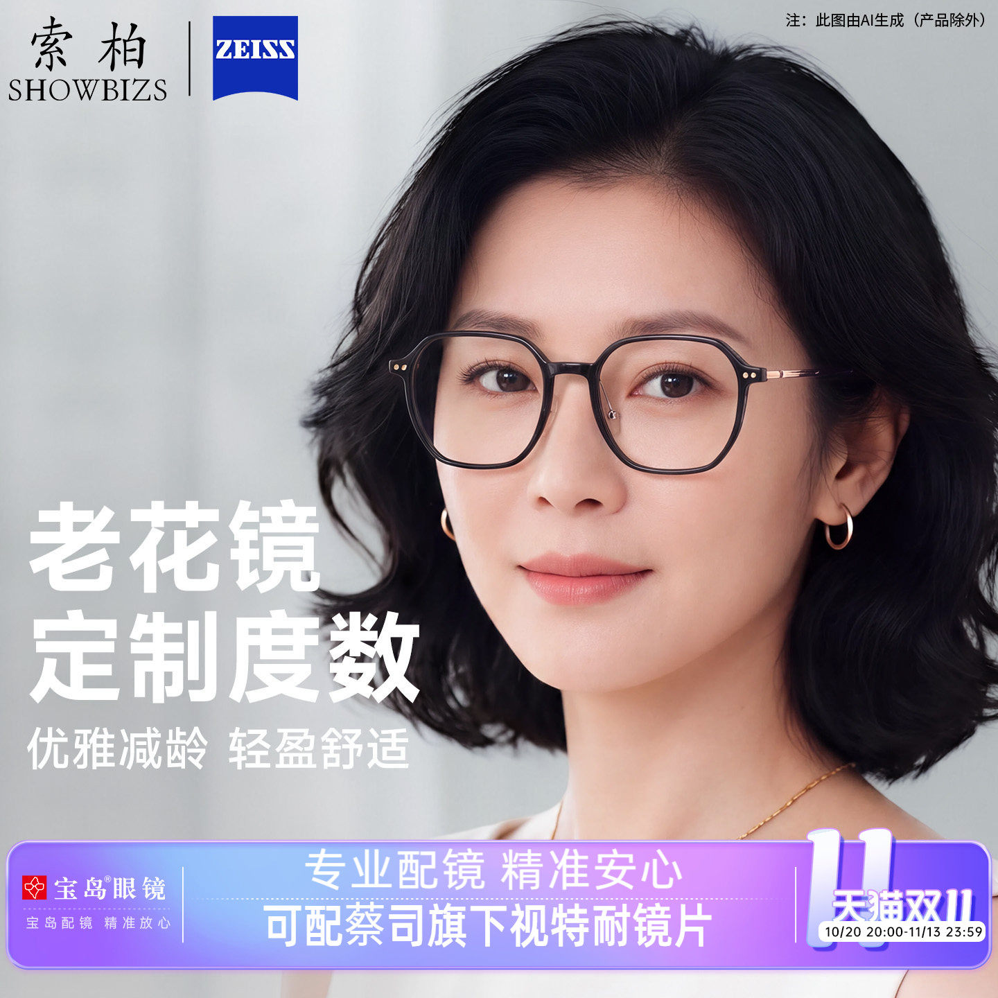 索柏定制老花镜女时尚高级感品牌老花眼镜女士可配高清防蓝光花镜