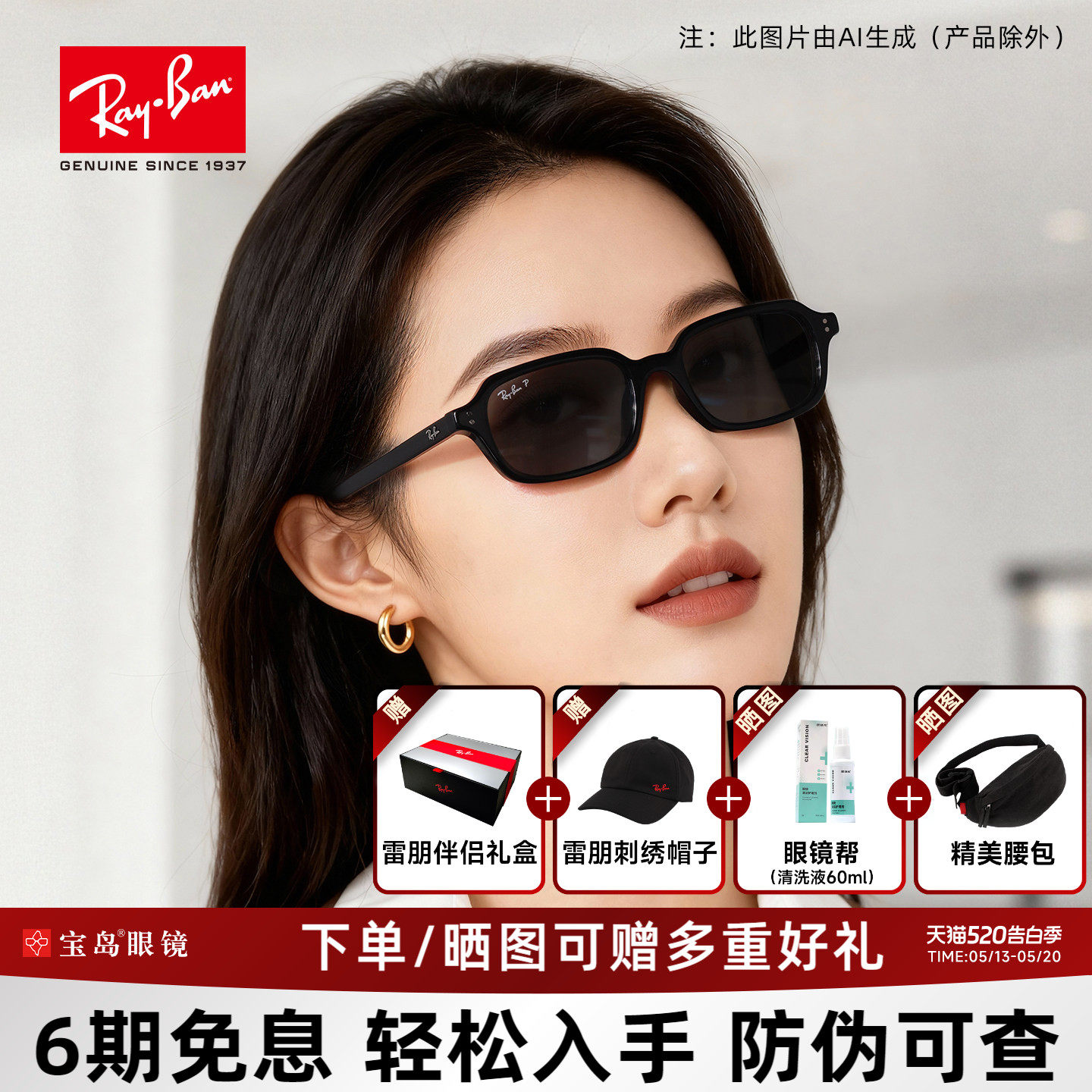 RayBan雷朋官方新款时尚墨镜男复古窄框可配近视太阳镜女0RB