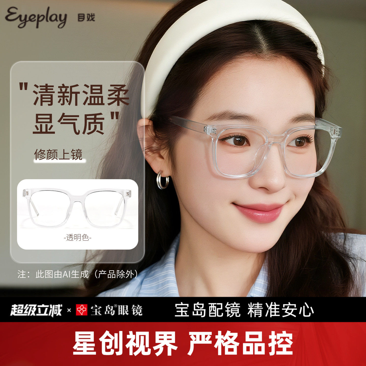 【清仓眼镜】目戏素颜近视眼镜女眼镜框镜架可选防蓝光8002-C4