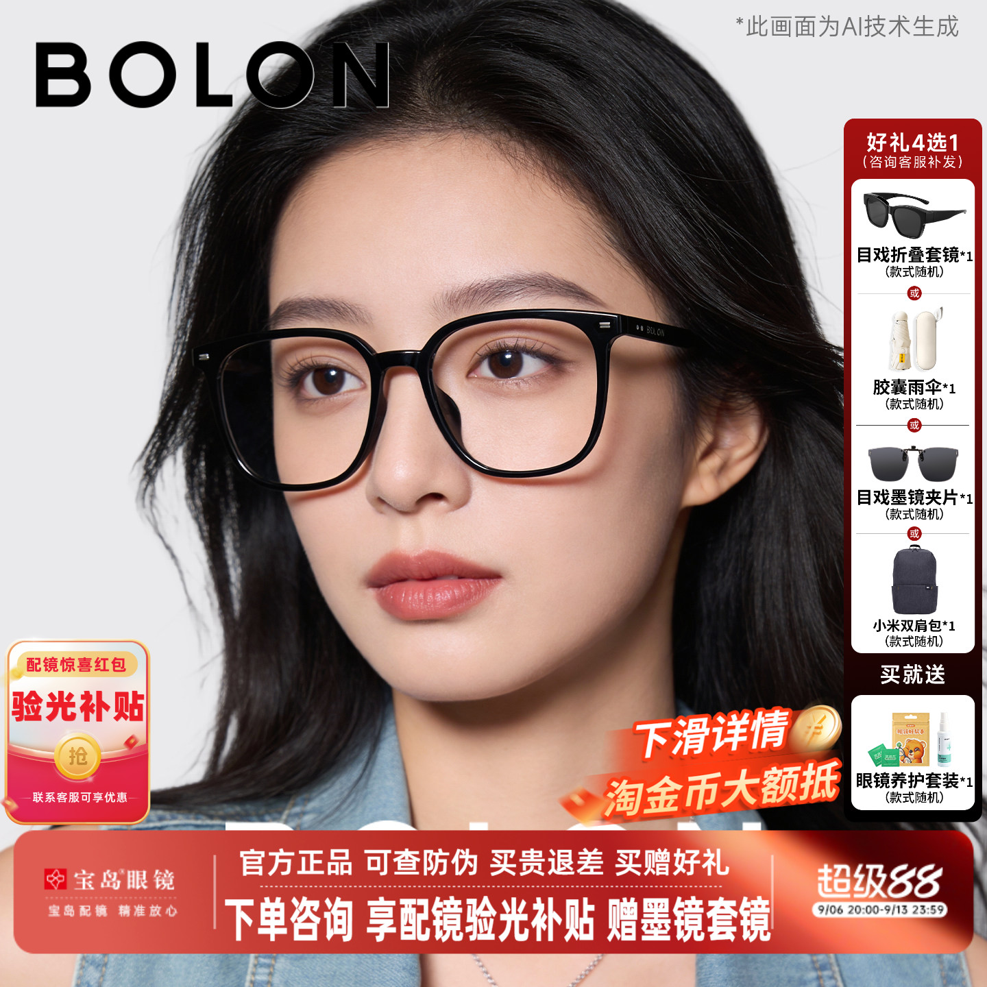 暴龙近视眼镜框新品可配度数素颜黑框方圆大框光学镜架女BJ5185
