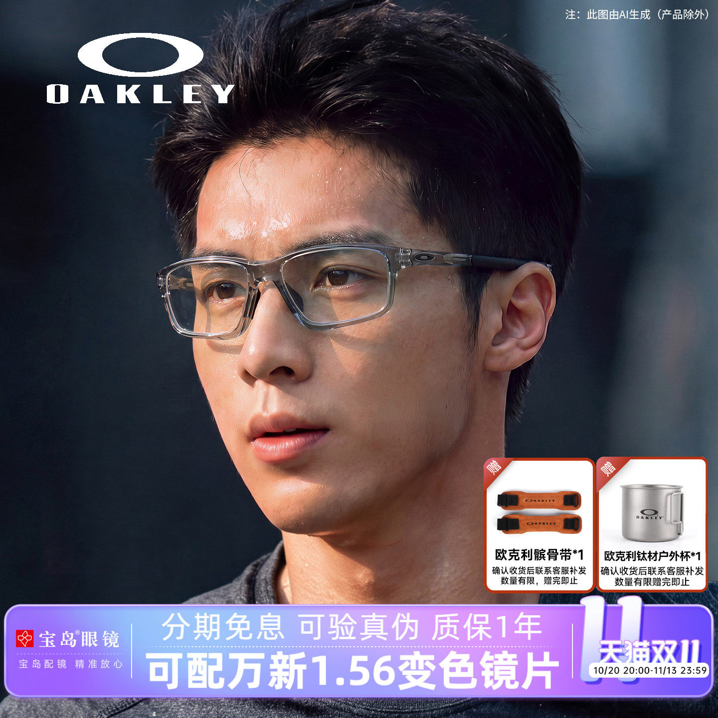 Oakley欧克利眼镜架运动跑步光学框可配带度数变色近视镜片8080