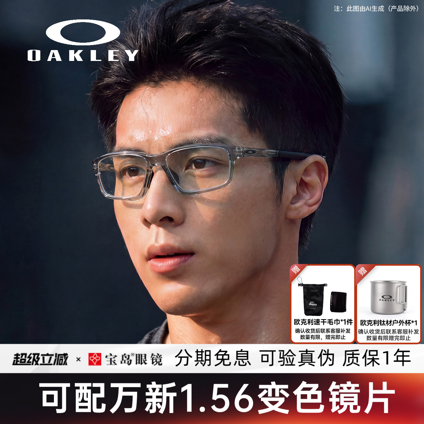 欧克利运动光学镜架可配变色镜片图片