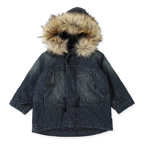 日系潮牌童装｜原/25秋冬男女童通用新雪丽连帽软牛仔厚外套