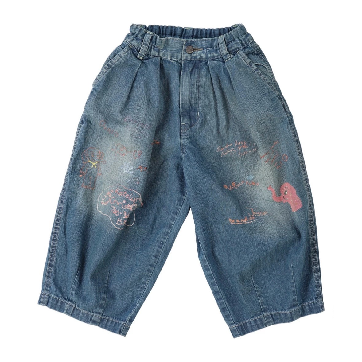 日系潮牌童装｜原/25秋冬男女童通用亲子小粉象8盎司气球牛仔裤