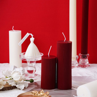 古典罗马家用结婚室内照明装饰酒红色蜡烛婚庆求婚婚礼摆件签到台
