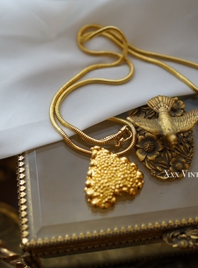 vintage80s美国make in u.s.a刻标容颜爱心耳夹项链套装