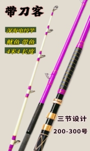 带刀客 深海钓鱿鱼 带鱼 深海电绞竿 三节船竿 4.4米 重型海钓