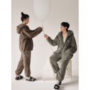 贝妍冬季 男保暖法兰绒家居服 加厚珊瑚绒情侣睡衣女运动风加绒套装