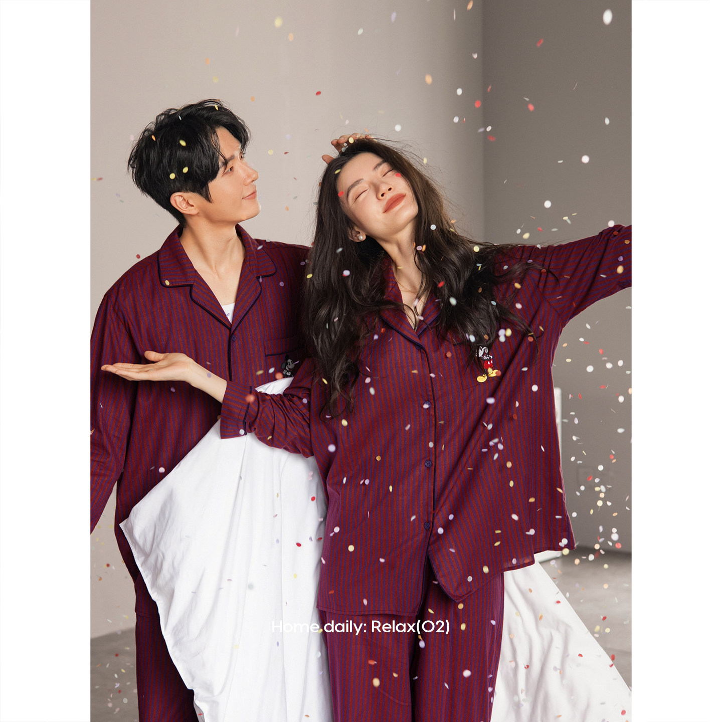 春秋季新年红色睡衣新婚情侣睡衣女款柔软棉长袖开衫情侣家居服女