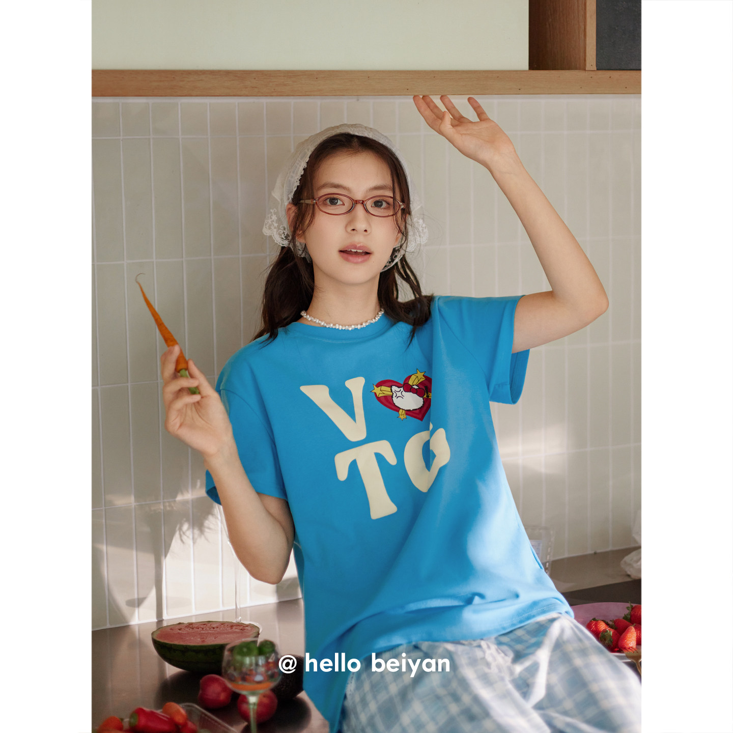 贝妍新款睡衣女夏季凉感莫代尔棉家居服甜酷少女短袖长裤休闲套装