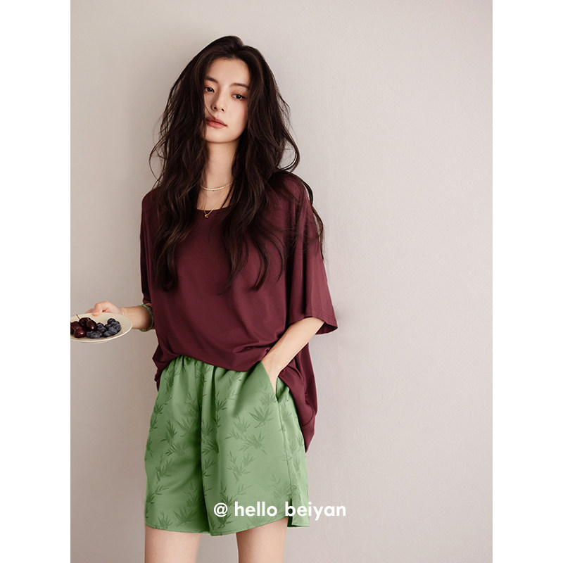 贝妍凉感睡衣女士夏季薄款莫代尔棉短袖套装气质少女可外穿家居服