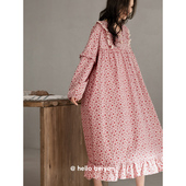 贝妍长袖 莫代尔棉睡裙甜美小碎花少女公主风连衣裙 睡衣女春秋新款