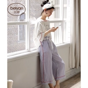 Bellow cotton mùa xuân đồ ngủ nữ thời trang tay áo bảy điểm Dịch vụ gia đình phiên bản Hàn Quốc của bộ đồ cotton cỡ lớn lỏng lẻo - Bộ Pajama