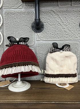 伊莱茂盛秋冬款男女宝儿童户外保暖休闲蕾丝花边针织帽YL705070