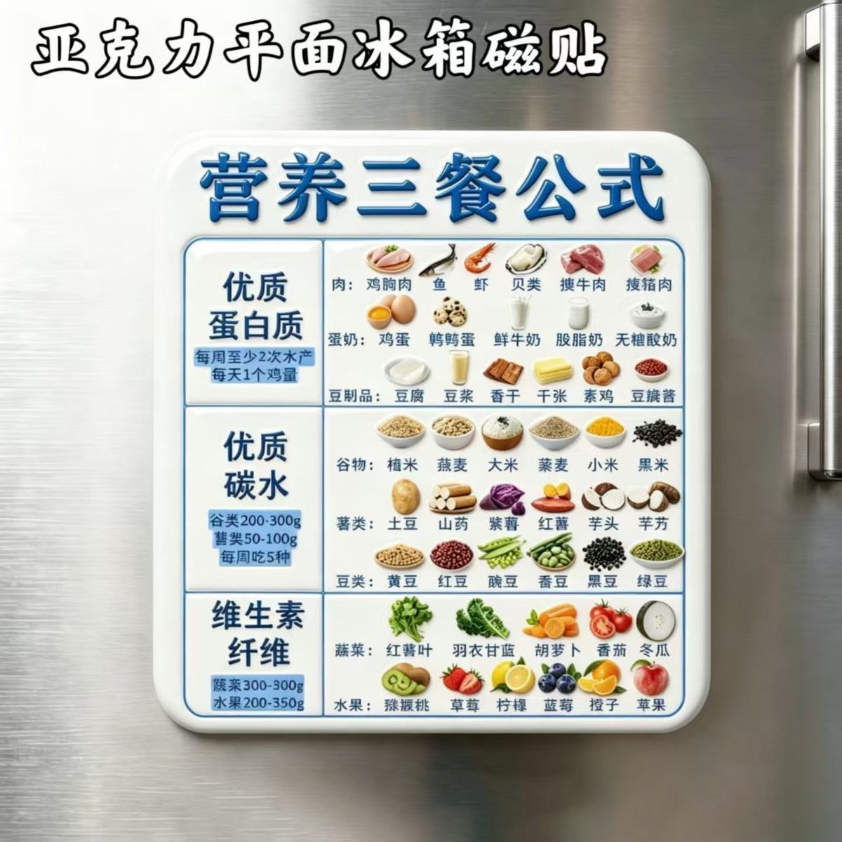 【营养三餐】亚克力磁吸冰箱贴健康营养均衡饮食创意家用厨房好物
